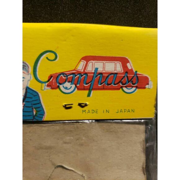 Vintage Dimestore Toys Japan Compass on a Chain Toy New In Package - Picture 3 of 3